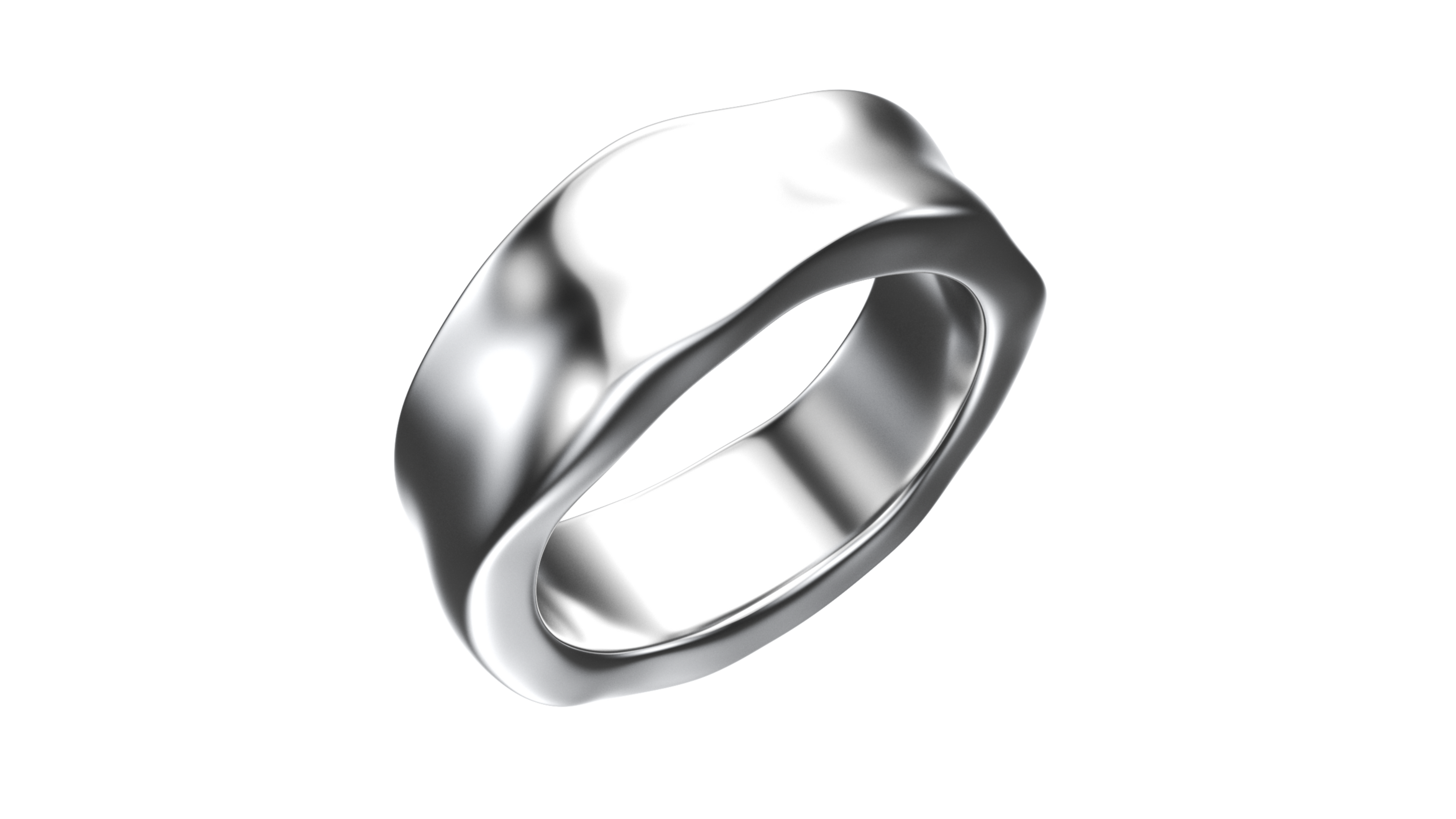 "Wavy" Silver Band